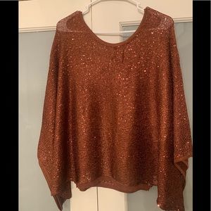 Knitted copper with metal sheen detail top and long sleeves (Matty m)